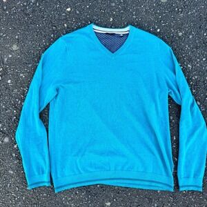 Ted Baker London Mens Turquoise Teal V Neck Long Sleeves Pullover Sweater Size 6